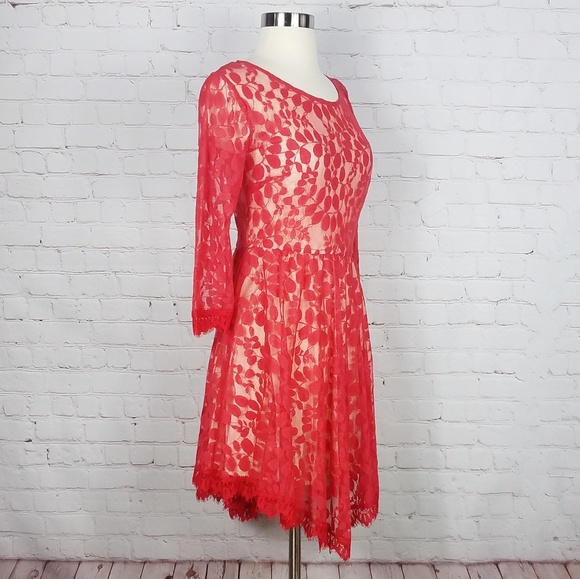 Free People Lace A-line Dress  | Red - Picture 4 of 8